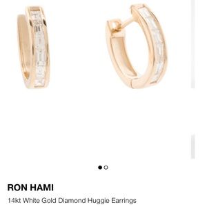 Ron Hami 14kt gold Baguette diamond channel set huggie earrings 0.33 TCW